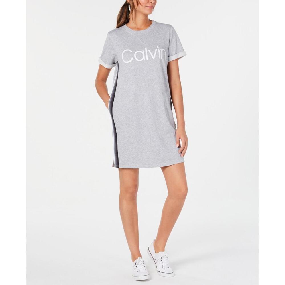 Calvin Klein Womens Logo Ombré-Stripe Sneaker Dress Size M